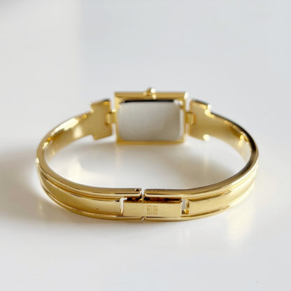 Givenchy 1990s Black Dial Gold Plated Bangle Watch