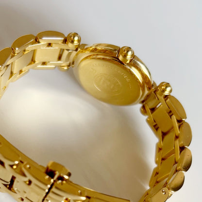 Fendi 1990s Seashell Round Dial Gold Plated Watch