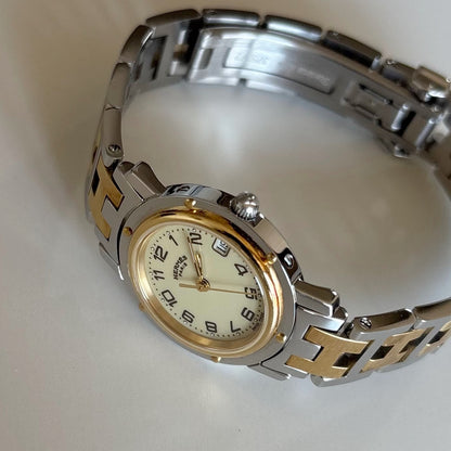 Hermes 1990s Clipper Date Round Dial Watch