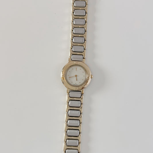 Yves Saint Laurent 1990s Round Dial Two Tone Watch