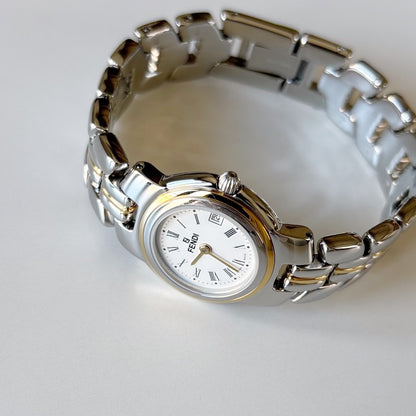 Fendi 1990s Date Round Dial Two Tone Watch
