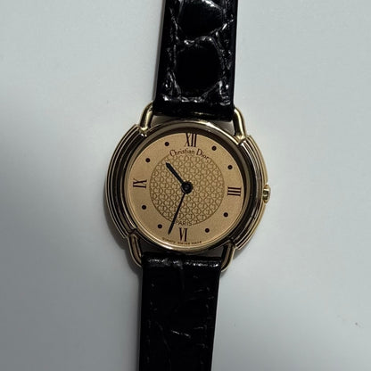 Dior 1990s Round Dial CD Logo Gold Plated Watch