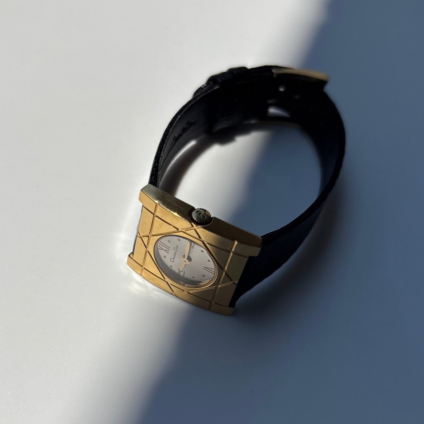 Dior 1990s Square Dial Gold Plated Watch