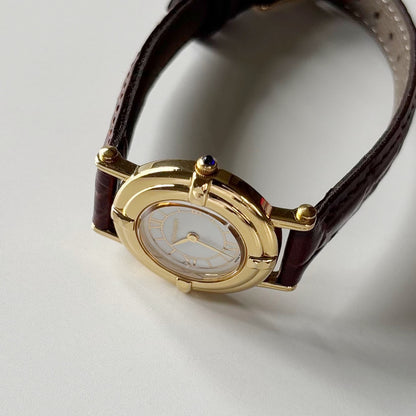 Yves Saint Laurent 1990s Round Dial Gold-Plated Watch