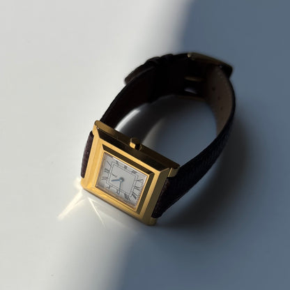 Yves Saint Laurent 1990s Square Dial Gold Plated Watch