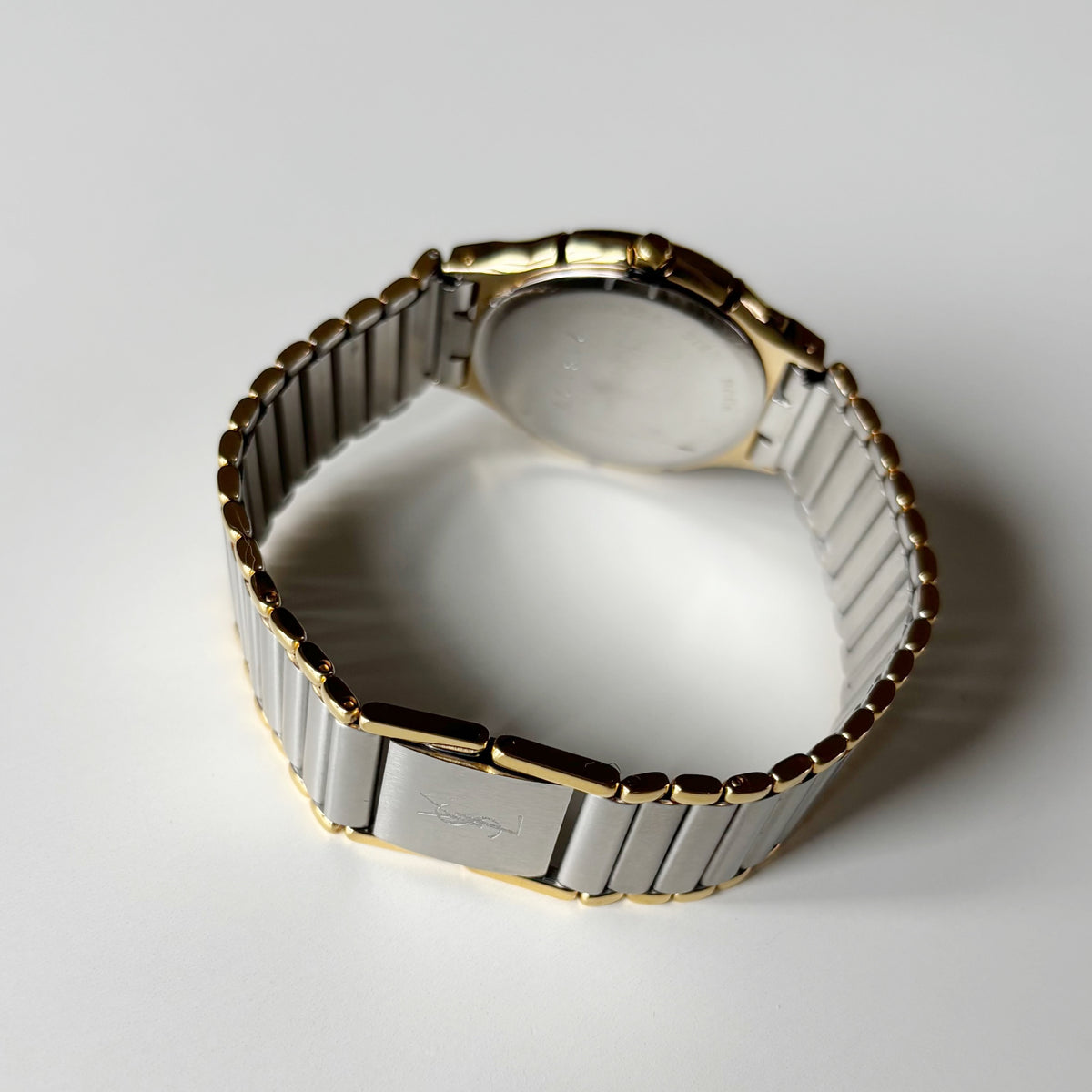 Yves Saint Laurent 1990s Round Dial Two Tone Gold Plated Watch (Large)