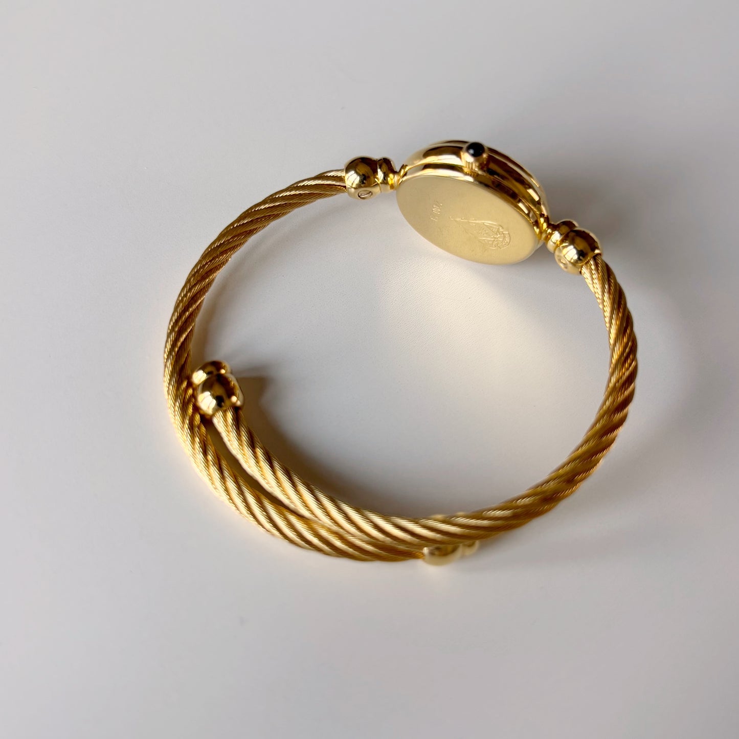 Gucci 1990s Black Dial Gold Plated Cable Bangle Watch