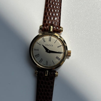 Gucci 1990s Round Dial Gold Plated Watch