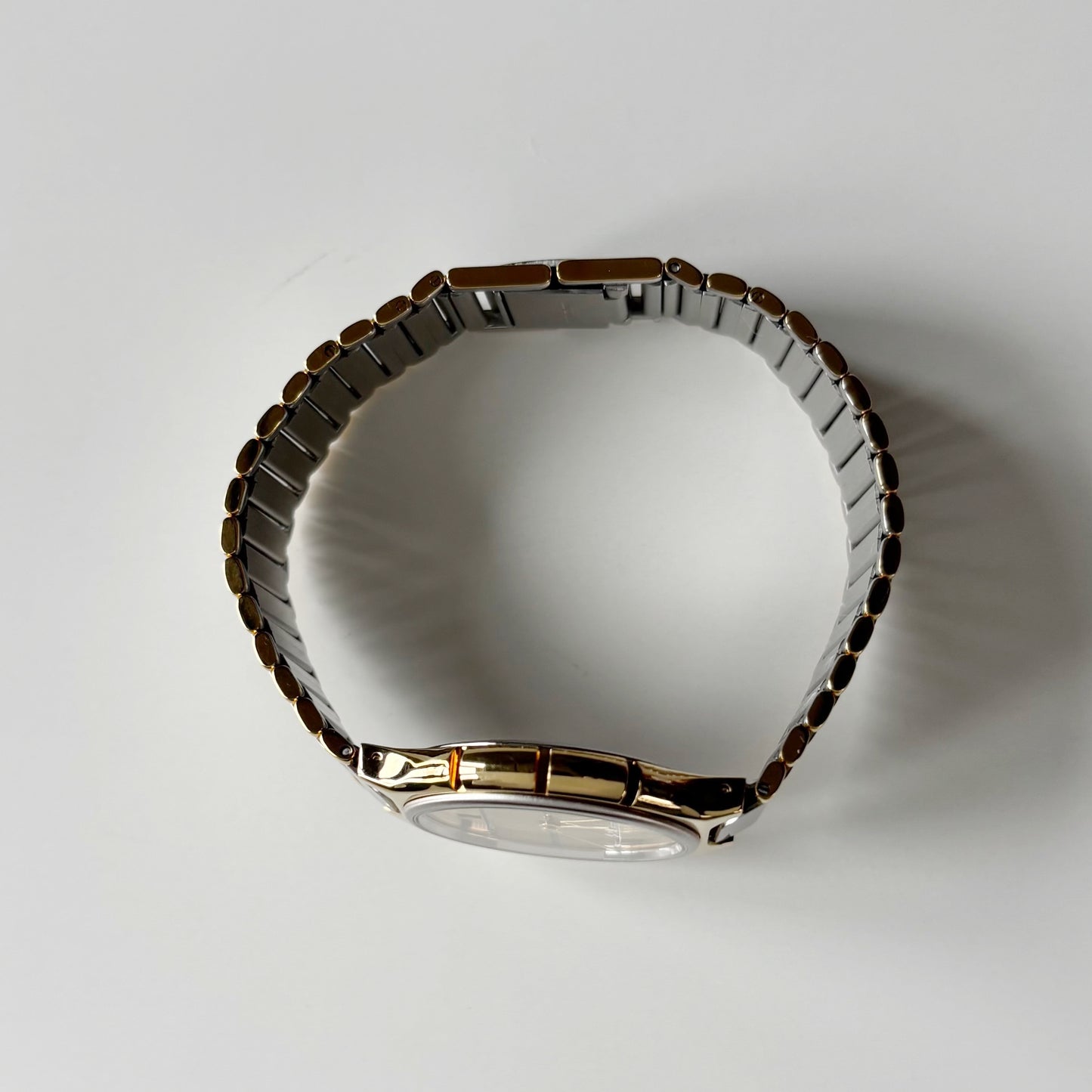 Yves Saint Laurent 1990s Round Dial Two Tone Gold Plated Watch (Large)