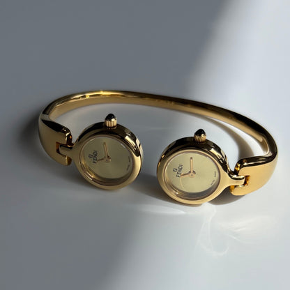 Fendi 1990s Double Face Gold-Plated Bangle Watch