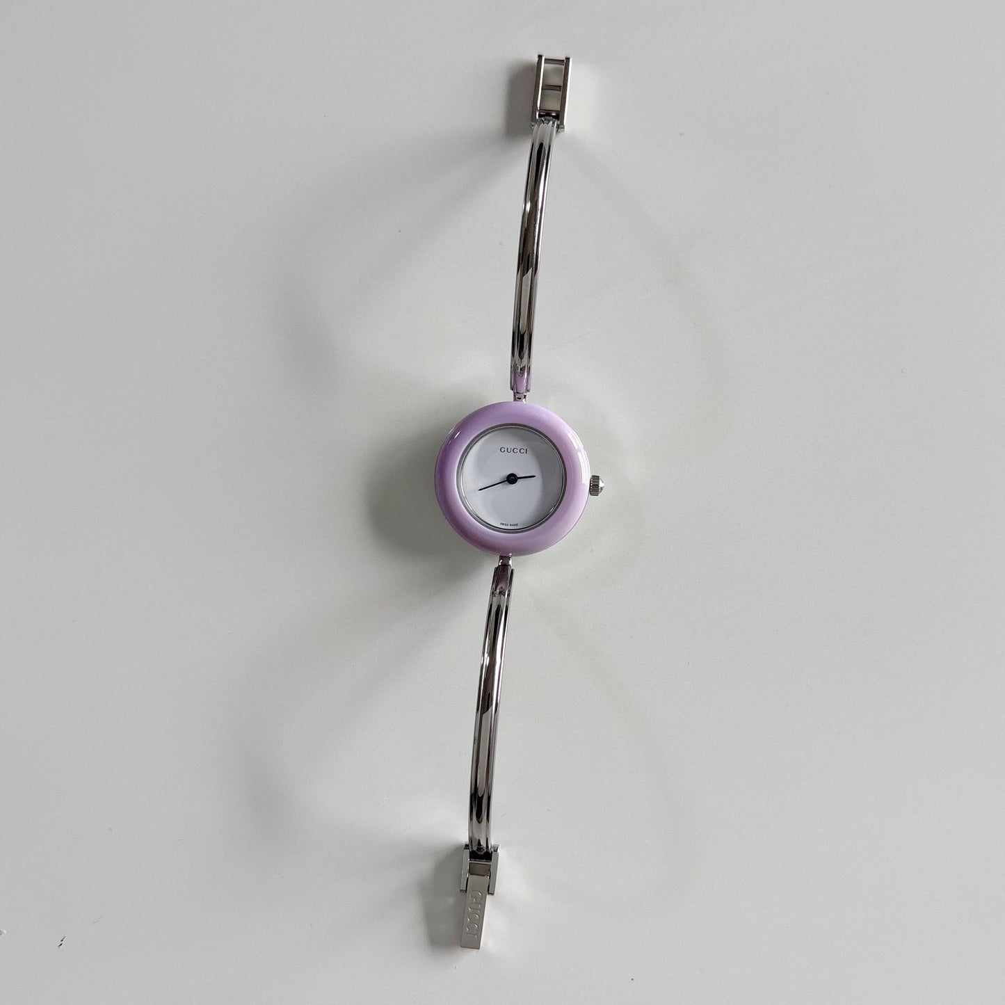 Gucci 1990s Interchangeable Bezel Stainless Steel Bangle Watch with 12 bezels, case