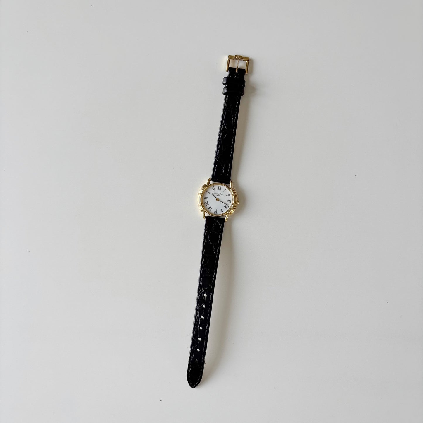 Dior 1990s Round Dial Gold Plated Watch