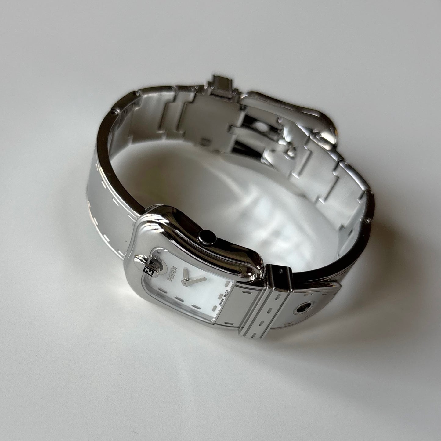 Fendi 1990s Seashell Dial Stainless steel Silver Buckle Watch