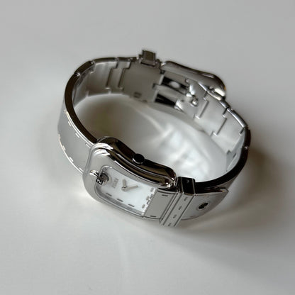 Fendi 1990s Seashell Dial Stainless steel Silver Buckle Watch