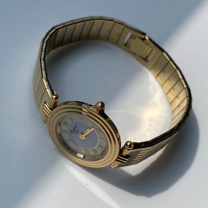 Dior 1990s Round Dial Gold Plated Watch