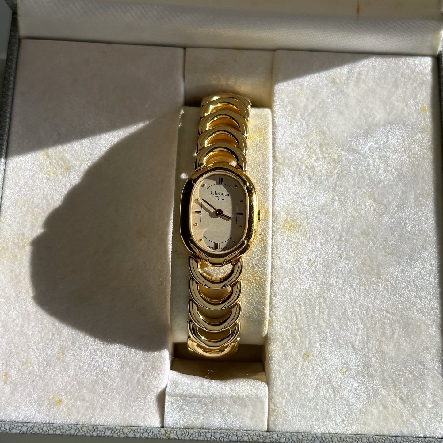 Dior 1990s Oval Gold Plated Watch