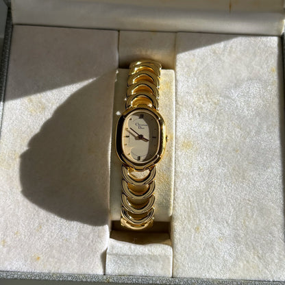 Dior 1990s Oval Gold Plated Watch