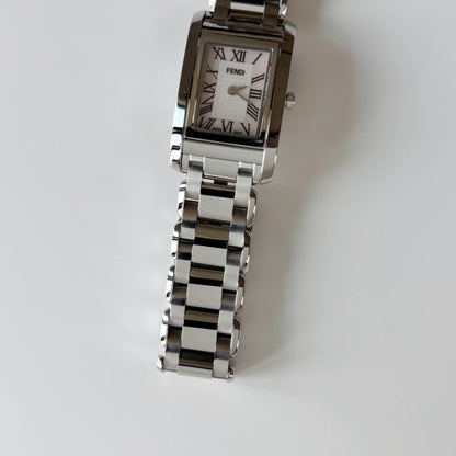Fendi 1990s Seashell Dial Stainless steel Tank Watch