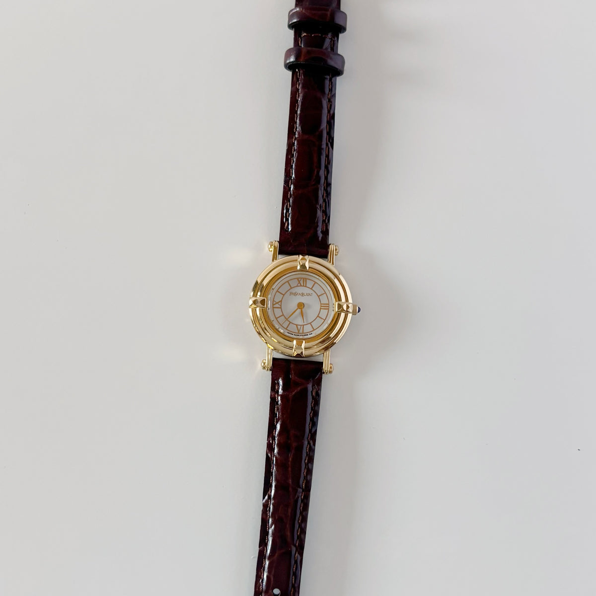 Yves Saint Laurent 1990s Round Dial Gold-Plated Watch
