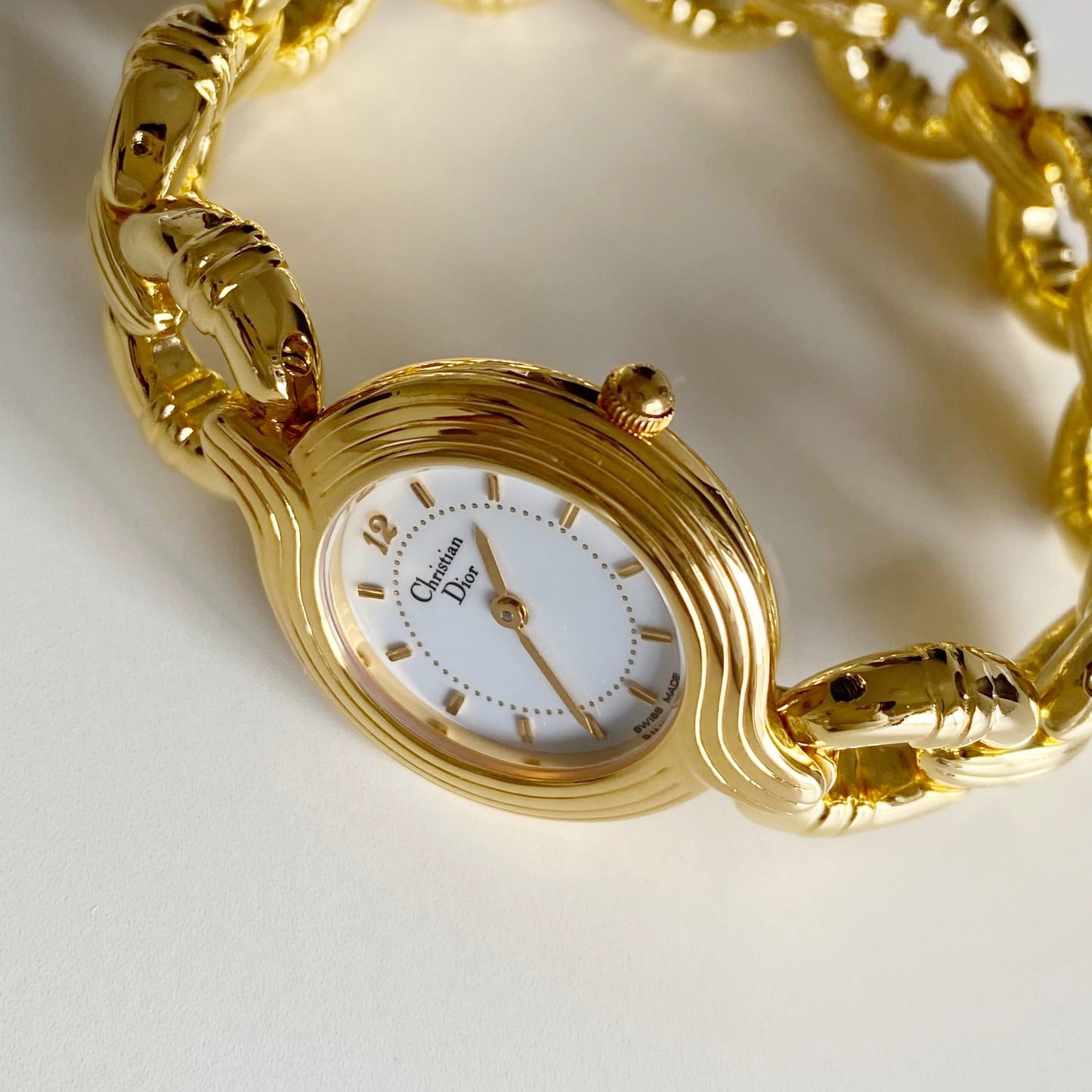 Dior 1990s Round Dial Gold Plated Watch