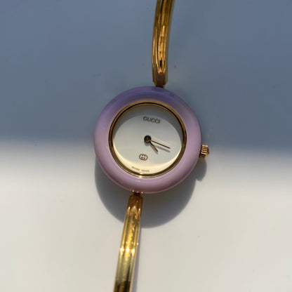 Gucci 1990s Interchangeable Bezel Gold Plated Bangle Watch with 12 bezels, case