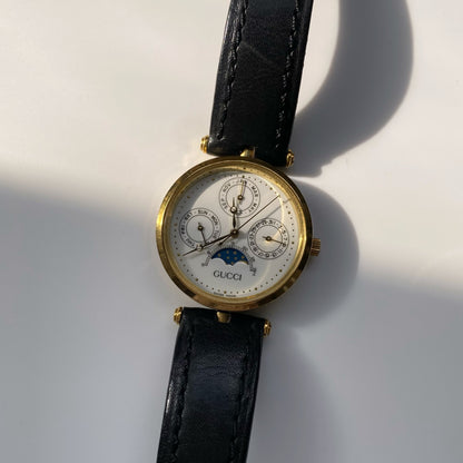 Gucci 1980s Gold Plated Moon Phase Watch