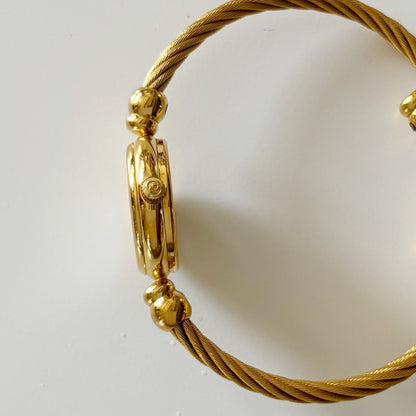 Gucci 1990s Seashell Dial Cable Gold Plated Bangle Watch