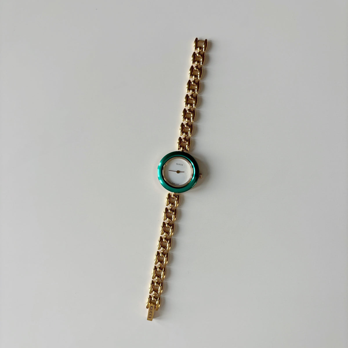 Gucci 1990s Interchangeable Bezel Gold Plated Rice Chain Watch with 6 bezels, case (160mm)