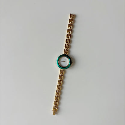 Gucci 1990s Interchangeable Bezel Gold Plated Rice Chain Watch with 6 bezels, case (160mm)