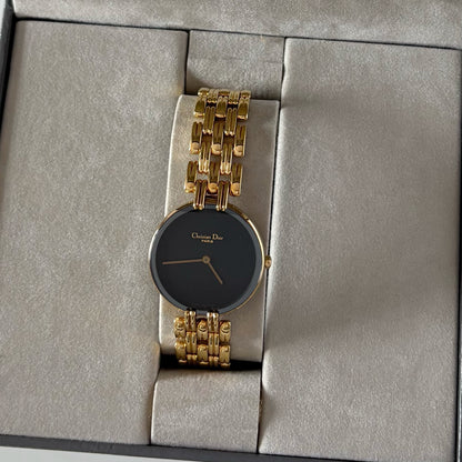 Dior 1990s Bagheera Gold Plated Round Watch