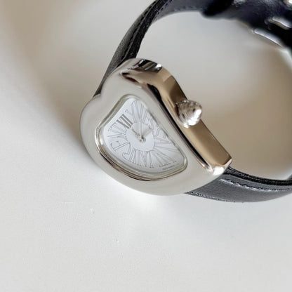 Yves Saint Laurent 1990s Heart Shaped Dial Silver Watch