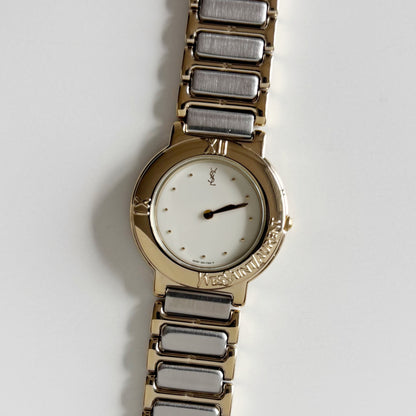 Yves Saint Laurent 1990s Round Dial Two Tone Watch (Large)
