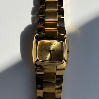 Gucci 1990s Date Gold Dial Gold Plated Watch