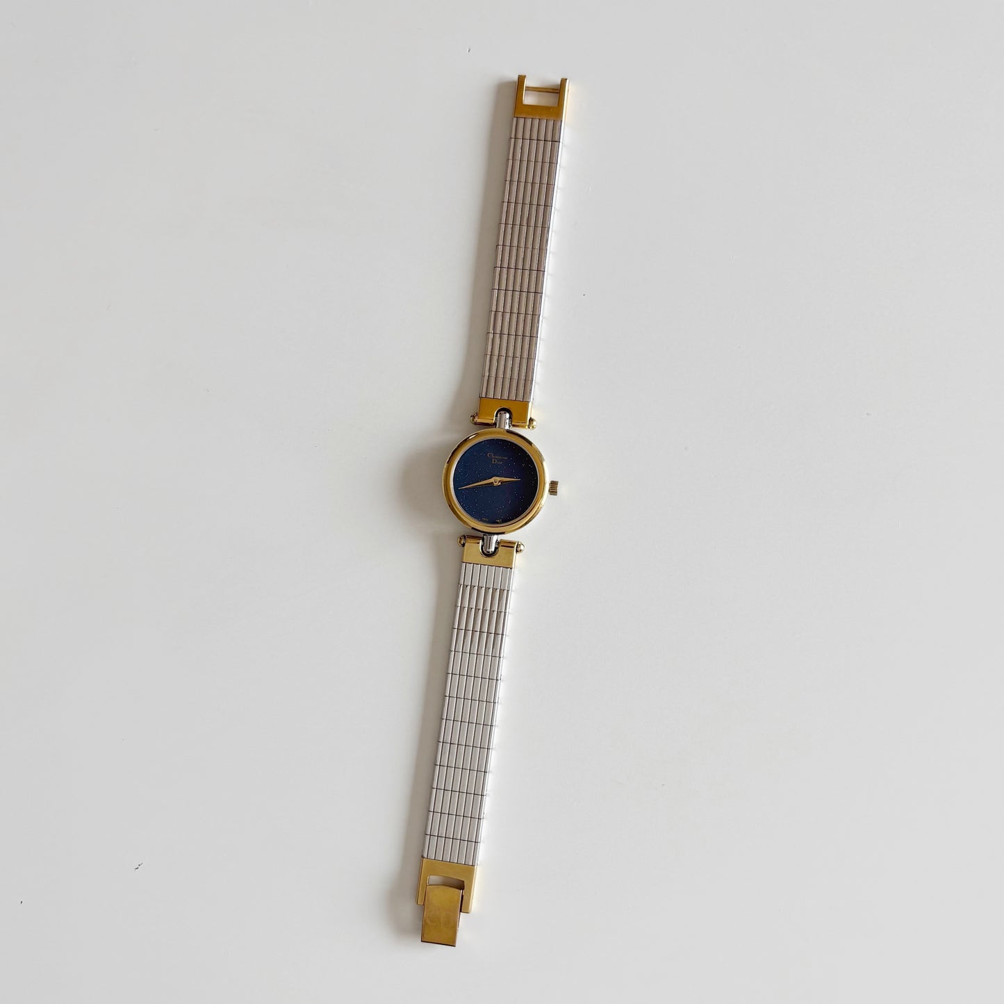 Dior 1990s Navy Round Dial Two Tone Watch