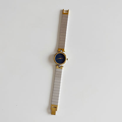Dior 1990s Navy Round Dial Two Tone Watch