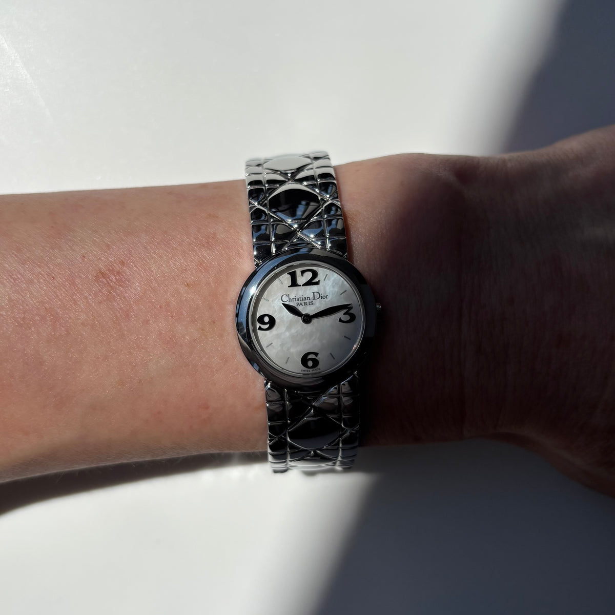 Dior 1990s Seashell Round Dial Stainless Steel Watch
