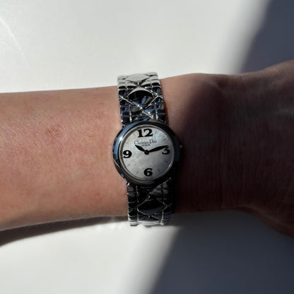Dior 1990s Seashell Round Dial Stainless Steel Watch