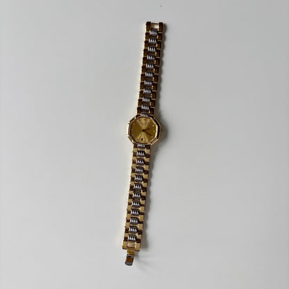 Dior 1990s Octagon Gold Plated Two Tone Watch