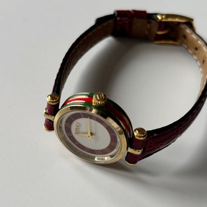 Gucci 1990s Round Dial Red Gold Plated Watch