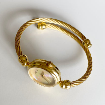 Gucci 1990s Seashell Dial Gold Plated Bangle Watch