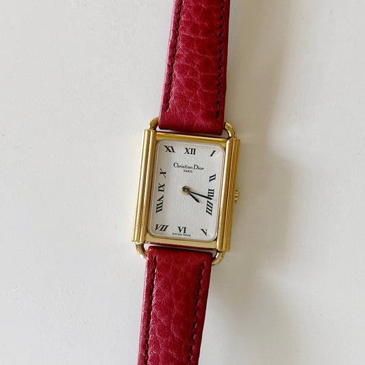 Dior 1990s CD Logo Dial Tank Watch