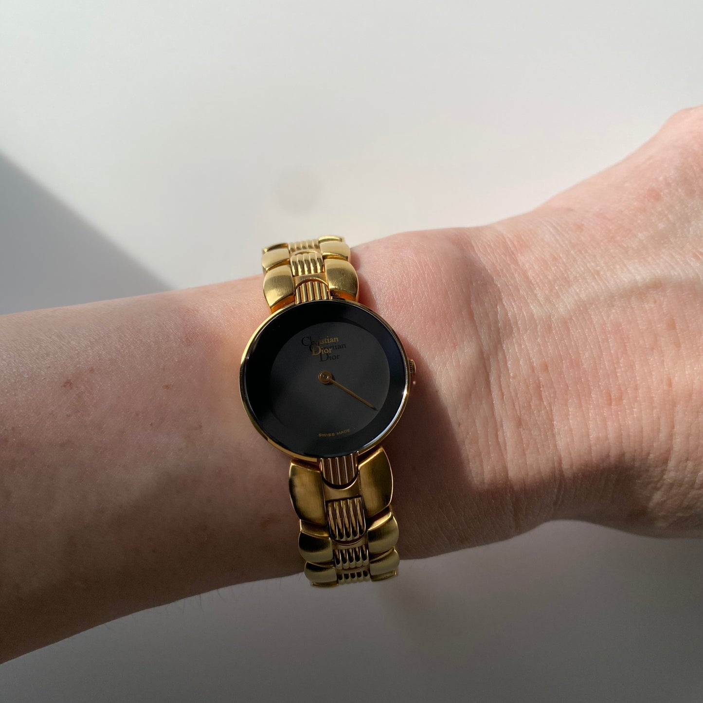 Dior 1990s Black Dial Gold Plated Watch