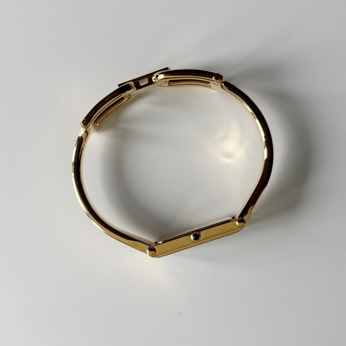 Gucci 1990s Seashell Dial Rectangular Gold-Plated Bangle Watch