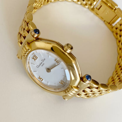 Dior 1990s Octagon Gold Plated Watch