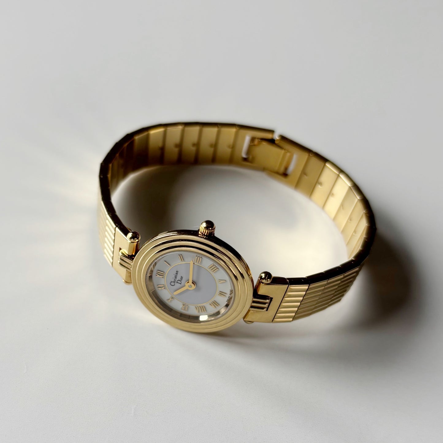 Dior 1990s Round Dial Gold Plated Watch