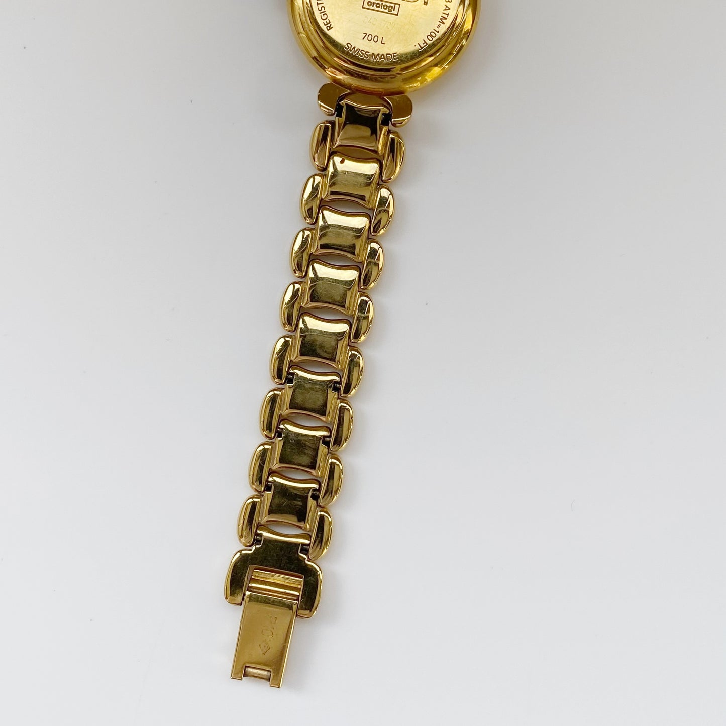 Fendi 1990s Seashell Dial Gold Plated Round Watch