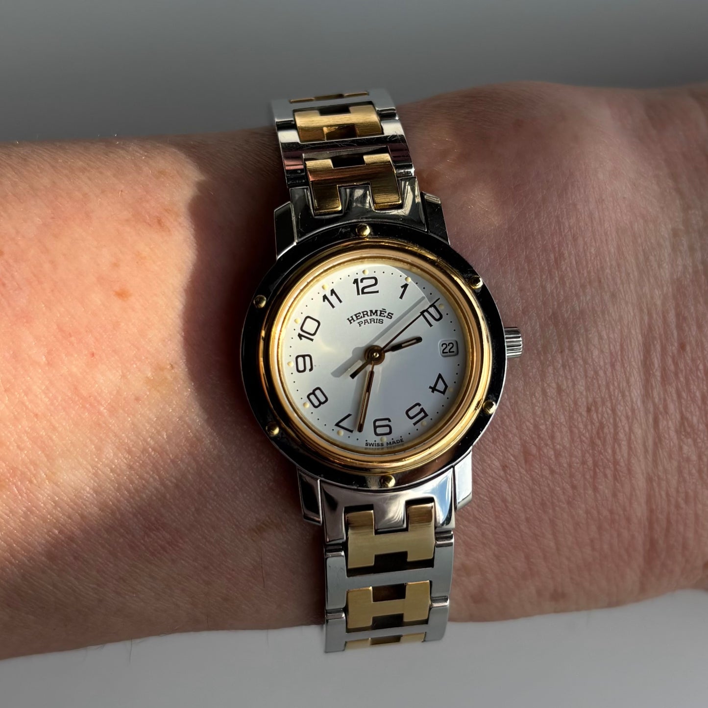 Hermes 1990s Clipper Two Tone Watch