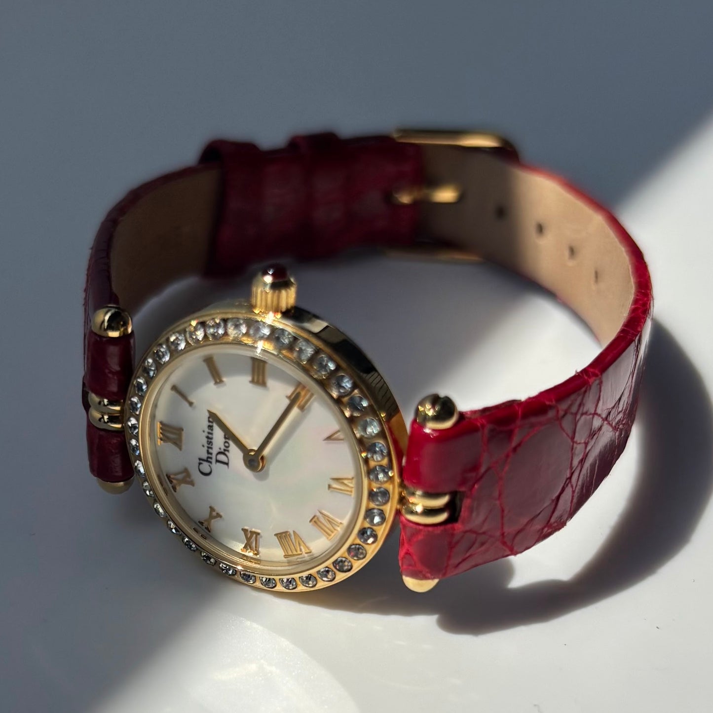 Dior 1990s Seashell Dial Round Dial Gold Plated Watch