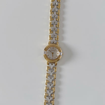 Yves Saint Laurent 1990s Round Dial Two Tone Gold Plated Watch