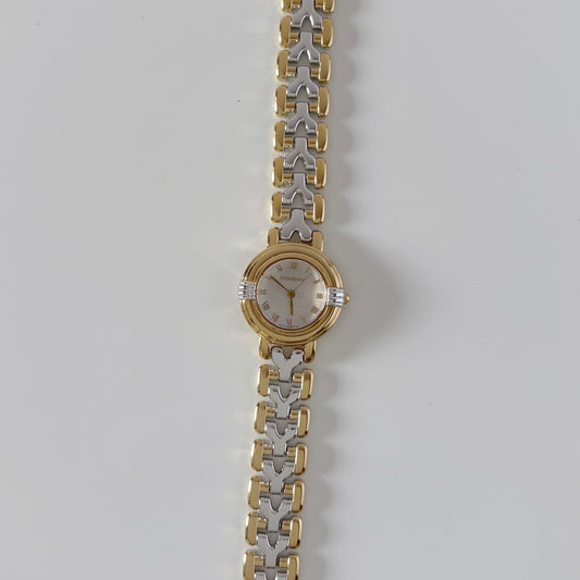 Yves Saint Laurent 1990s Round Dial Two Tone Gold Plated Watch (9/5)